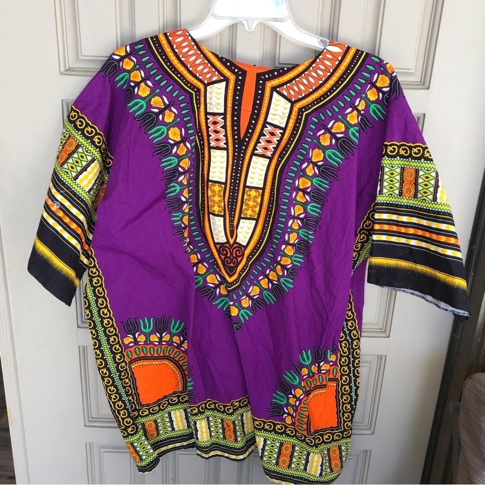 Vintage Dashiki Purple/Orange  Cotton SzL
